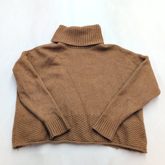 Madewell Cropped Turtleneck Sweater Women's Large Tan - Picture 2 of 9